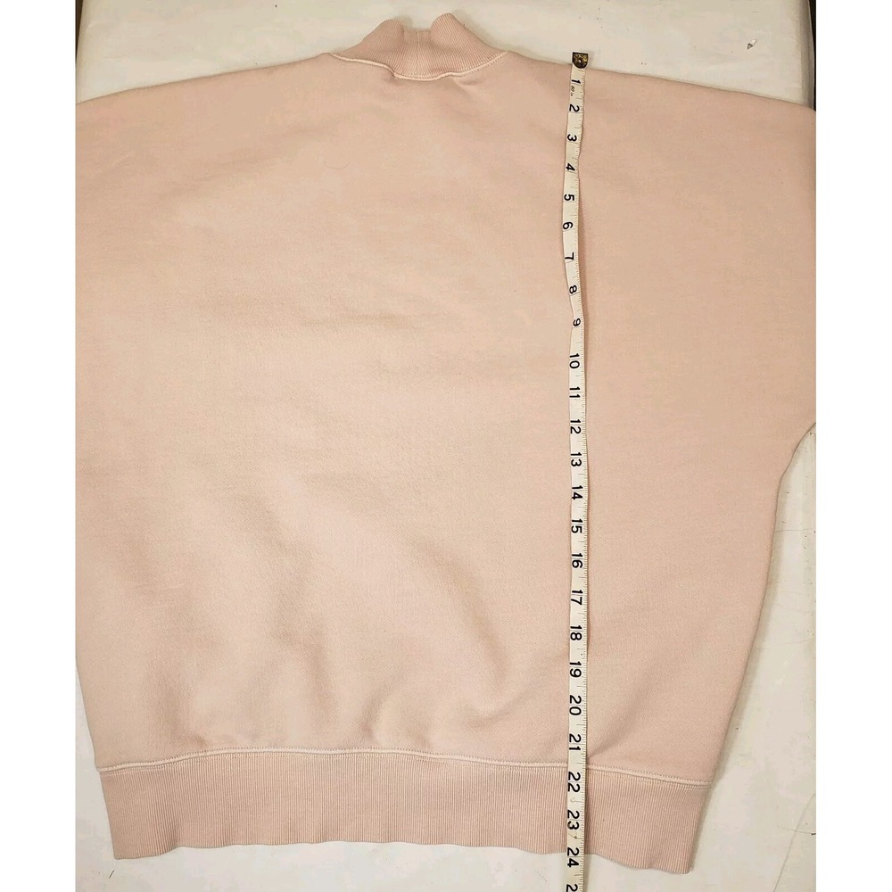 Aritzia Tna Cozy Fleece Size 1 Small Boyfriend Crew Sweatshirt Pale Pink Slouchy - Picture 8 of 9